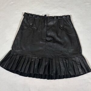 zara pleated faux leather black mini skirt flare small